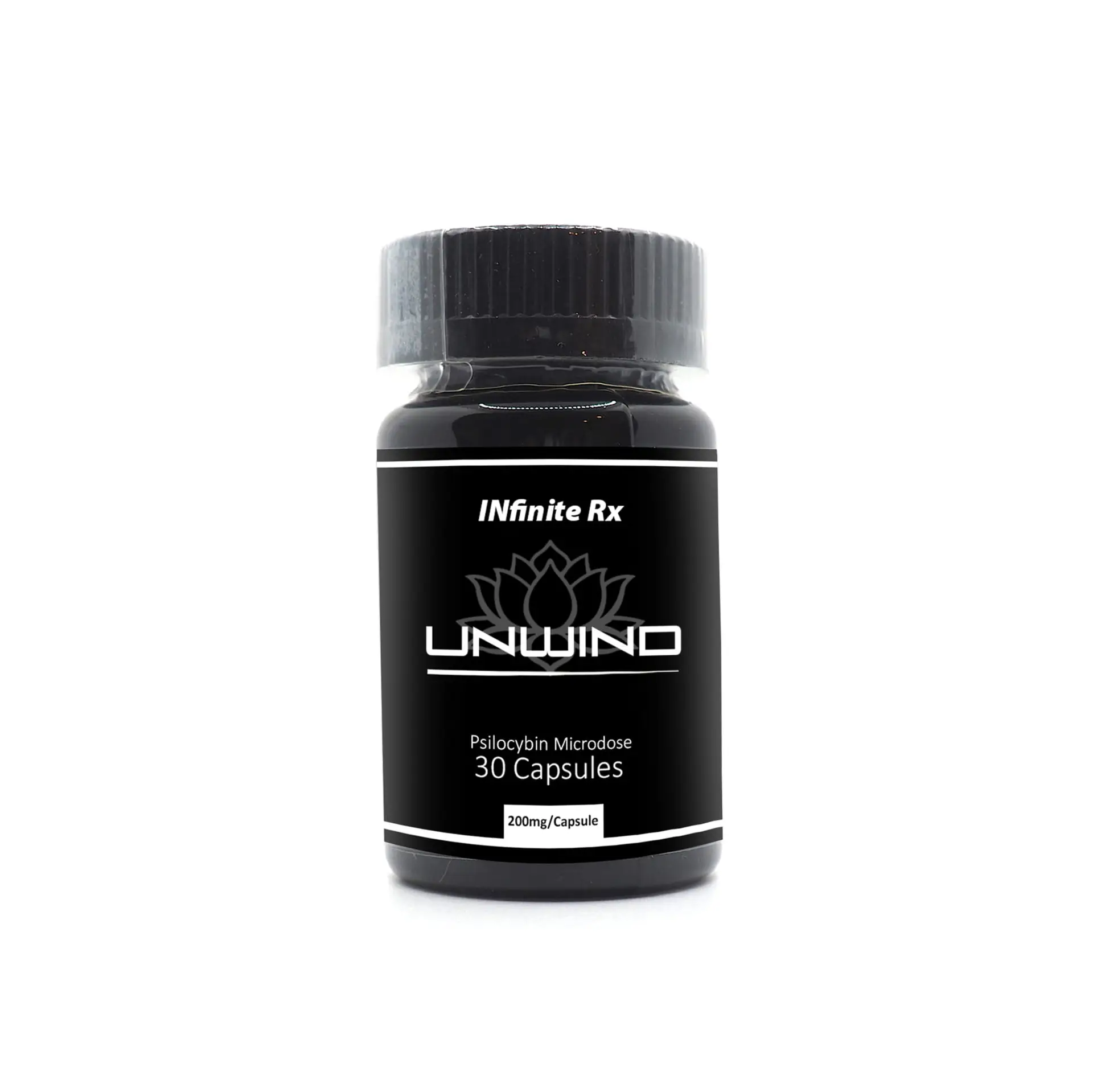 INfinite-Rx-Unwind-Microdosing-Mushroom-CBD-Capsules-Front-Bottle